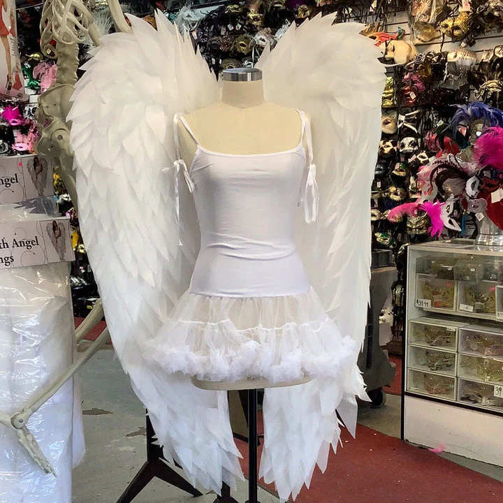 White Full Length Angel Wings Adult - Image 4