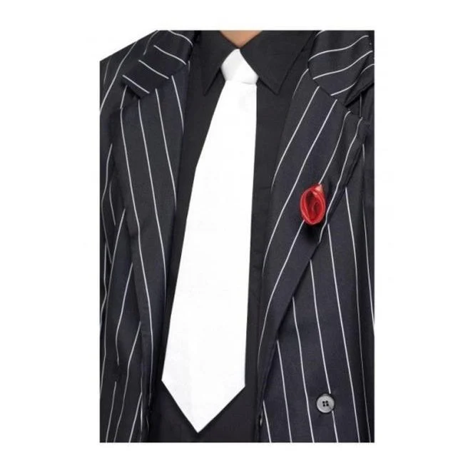 White Gangster Tie On Elastic