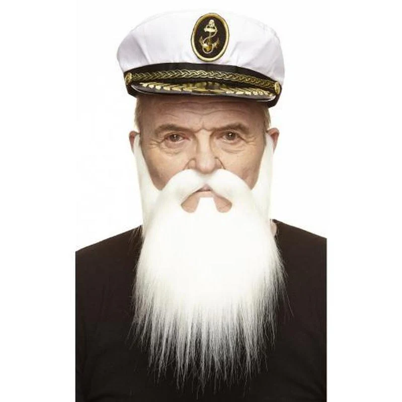 White Old Captain Beard And Moustache