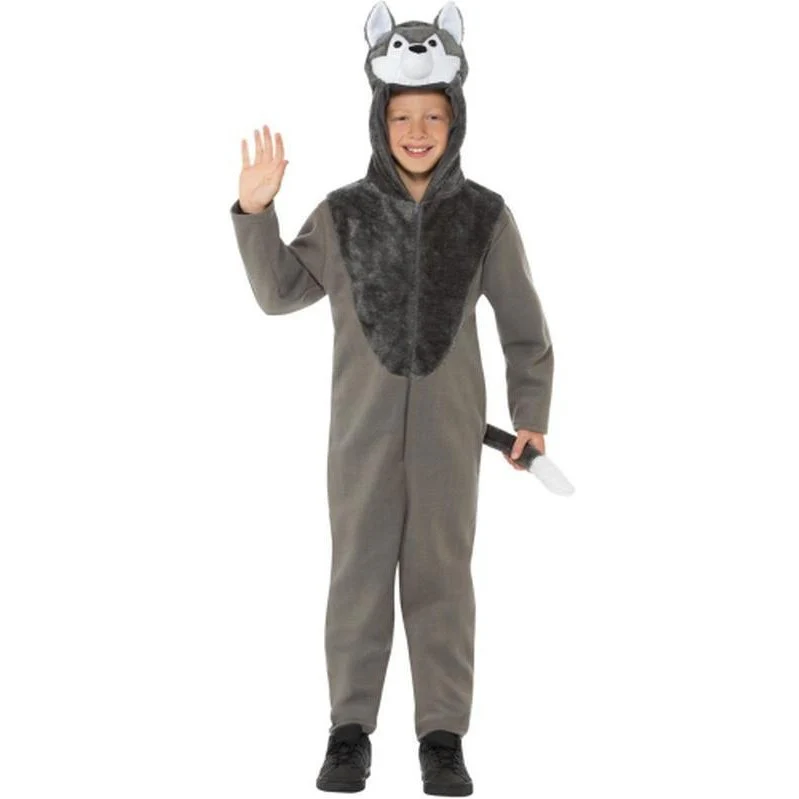 Wolf Costume, Grey Hooded Jumpsuit