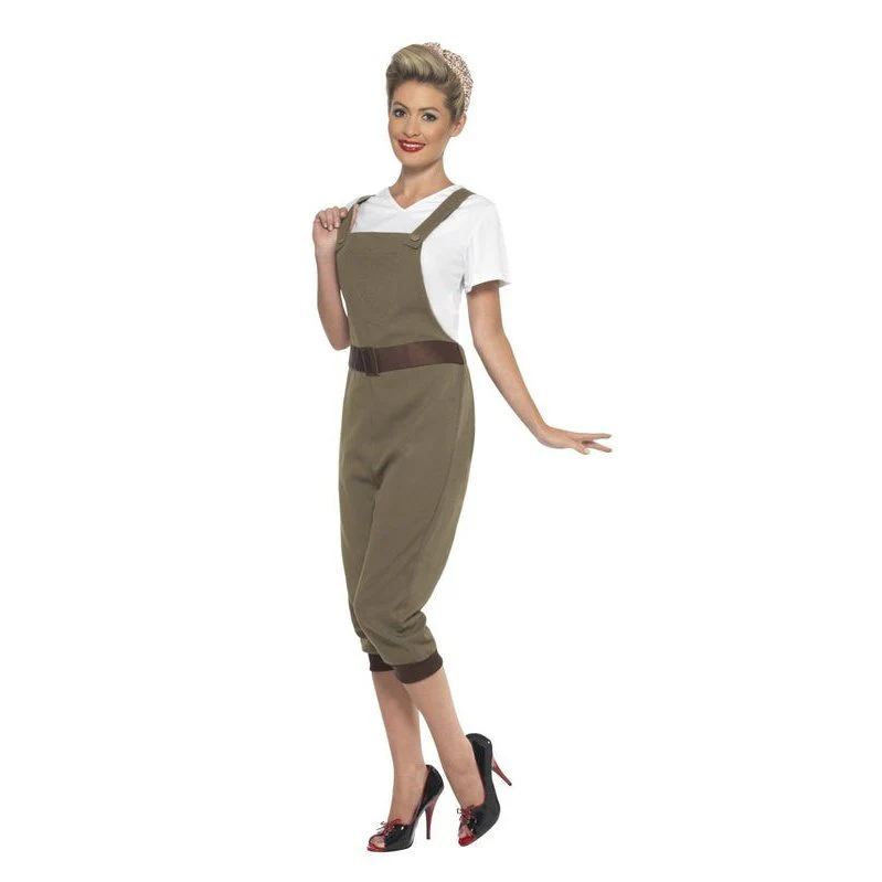Ww2 Land Girl Costume, Khaki - Image 2