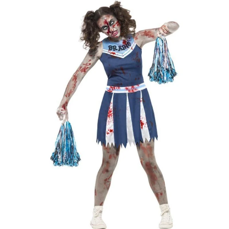 Zombie Cheerleader Costume, Blue