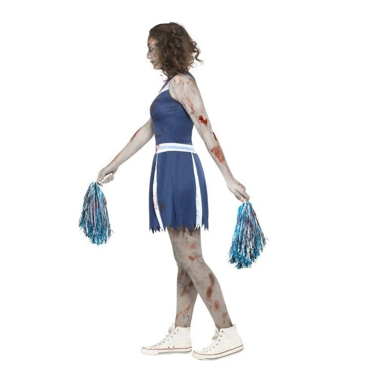 Zombie Cheerleader Costume, Blue - Image 2