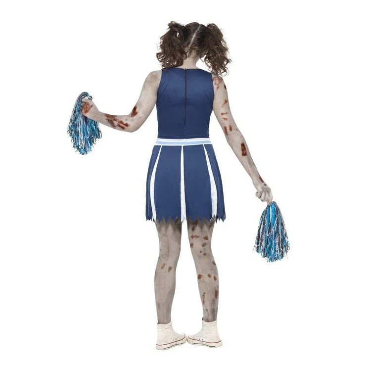 Zombie Cheerleader Costume, Blue - Image 3