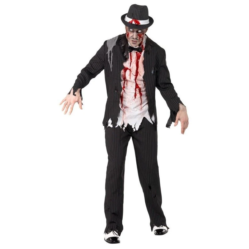 Zombie Gangster Costume, Black - Image 4